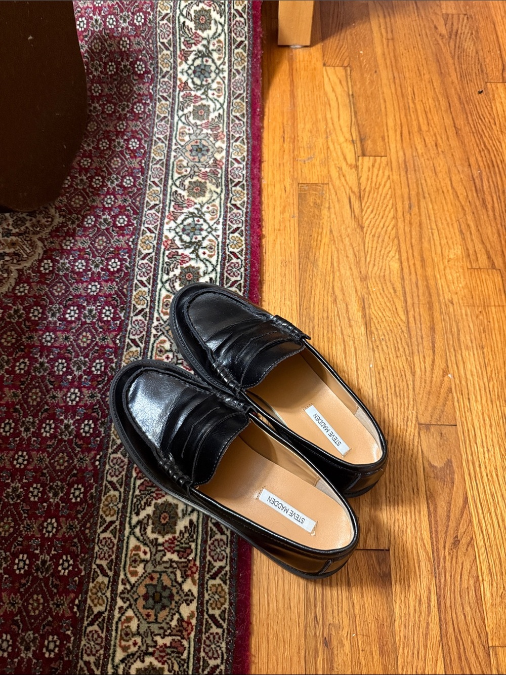 Steve Madden Black Leather Penny Loafers